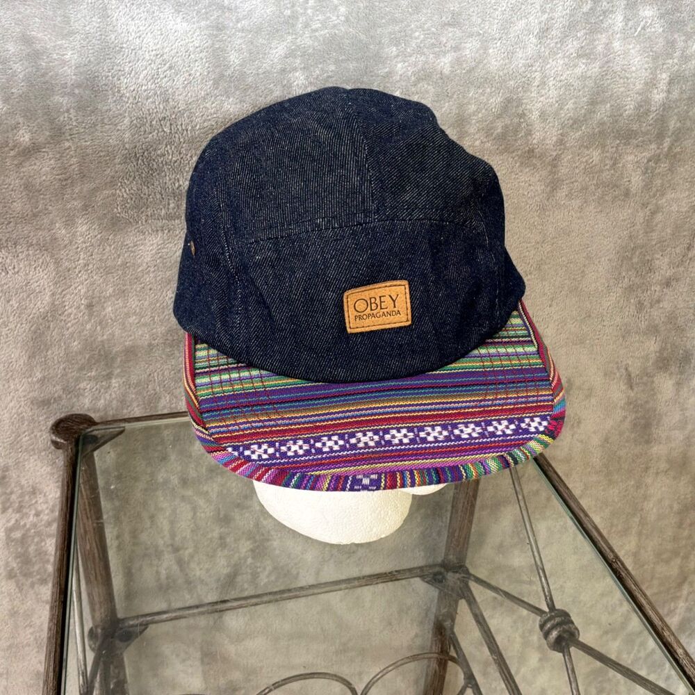 Obey  Propaganda denim Aztec Strapback Cap OSFM
